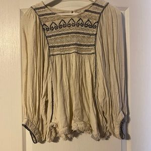 Free People Three Quarter Sleeve Top